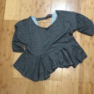 Anthropologie 3/4 length sweater poplin style grey